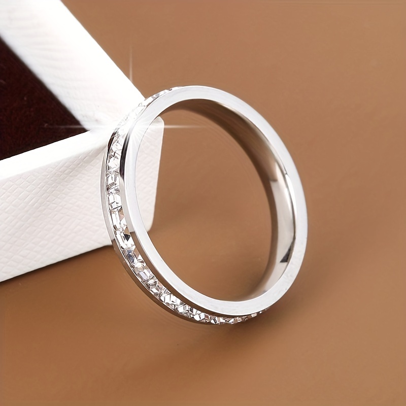 Minimalist Square Zirconia Titanium Personalized Ring